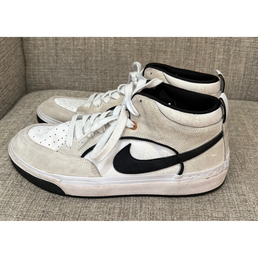 Nike SB Leo Baker Skate Shoes Mens White Black Mid Top Sneakers DX4361-100 Sz10